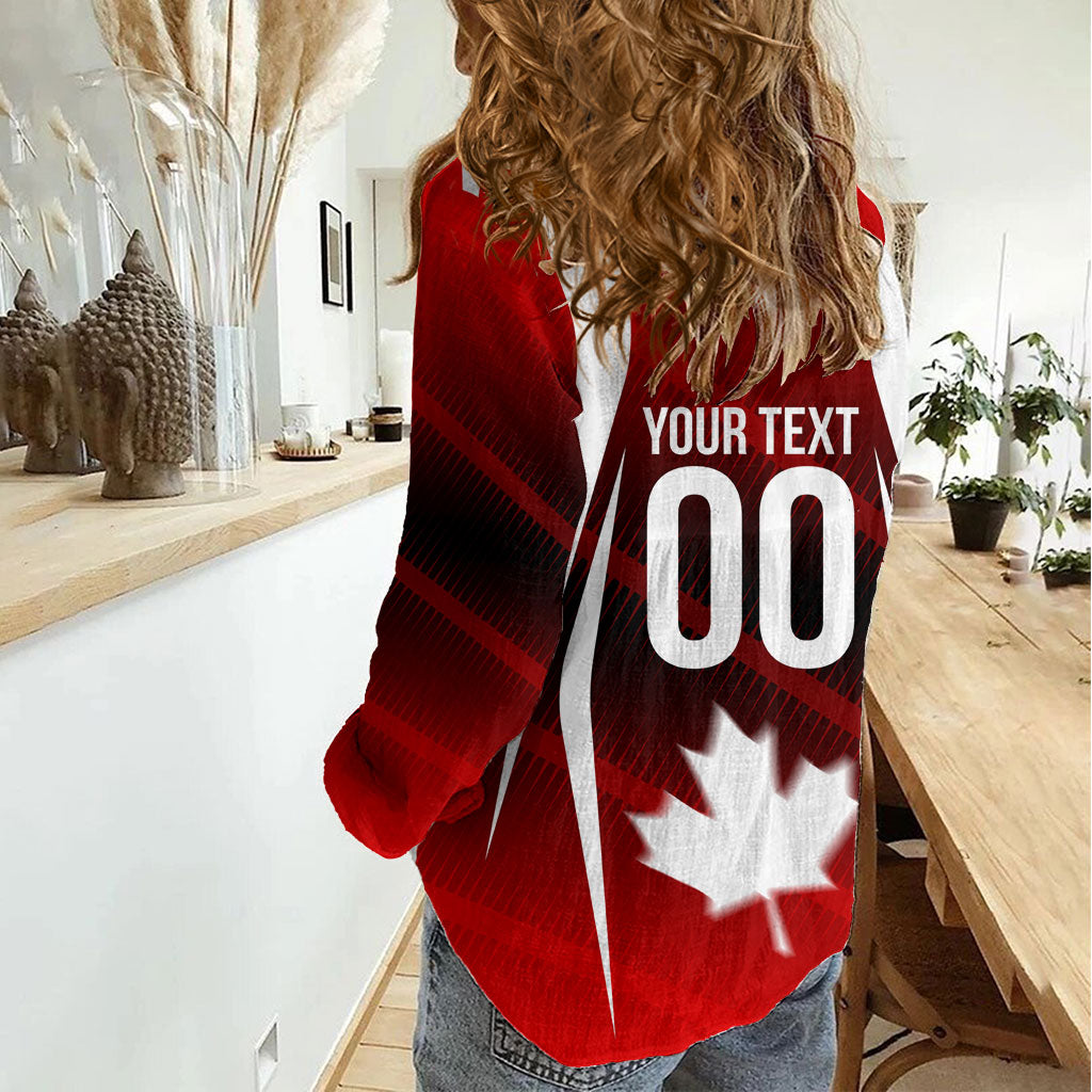 Custom Canada Soccer Player Women Casual Shirt Go Canada Maple Leaf