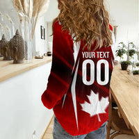 Custom Canada Soccer Player Women Casual Shirt Go Canada Maple Leaf