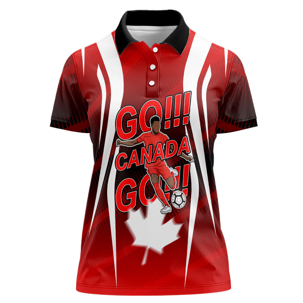 Custom Canada Soccer Player Women Polo Shirt Go Canada Maple Leaf