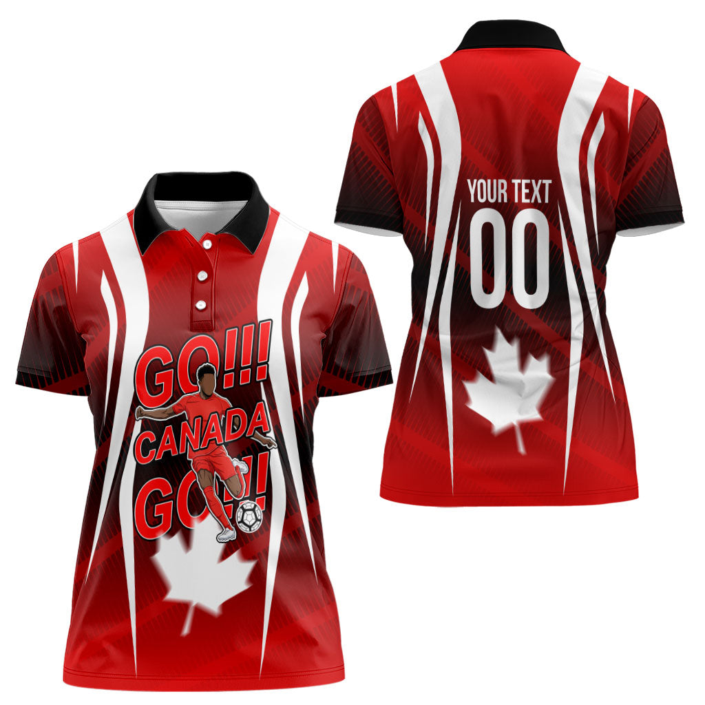 Custom Canada Soccer Player Women Polo Shirt Go Canada Maple Leaf