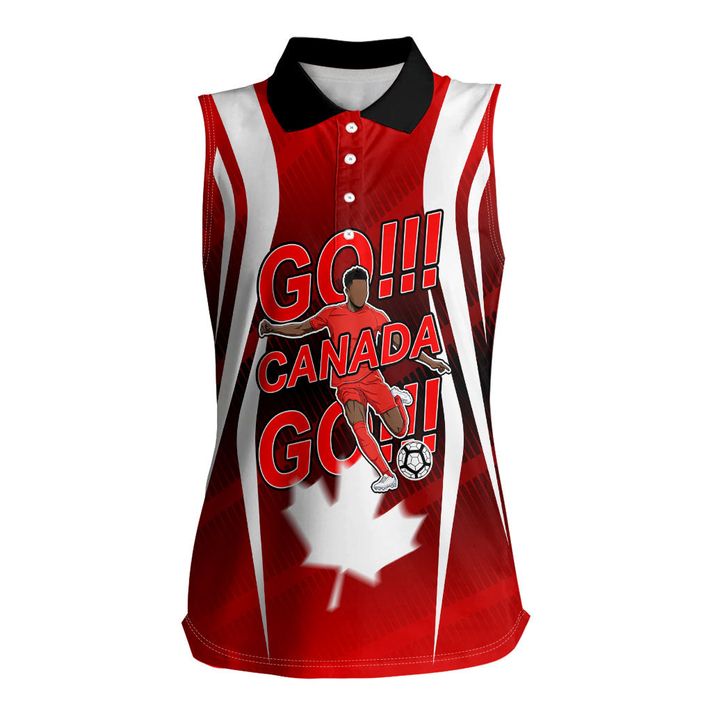 Custom Canada Soccer Player Women Sleeveless Polo Shirt Go Canada Maple Leaf