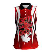 Custom Canada Soccer Player Women Sleeveless Polo Shirt Go Canada Maple Leaf