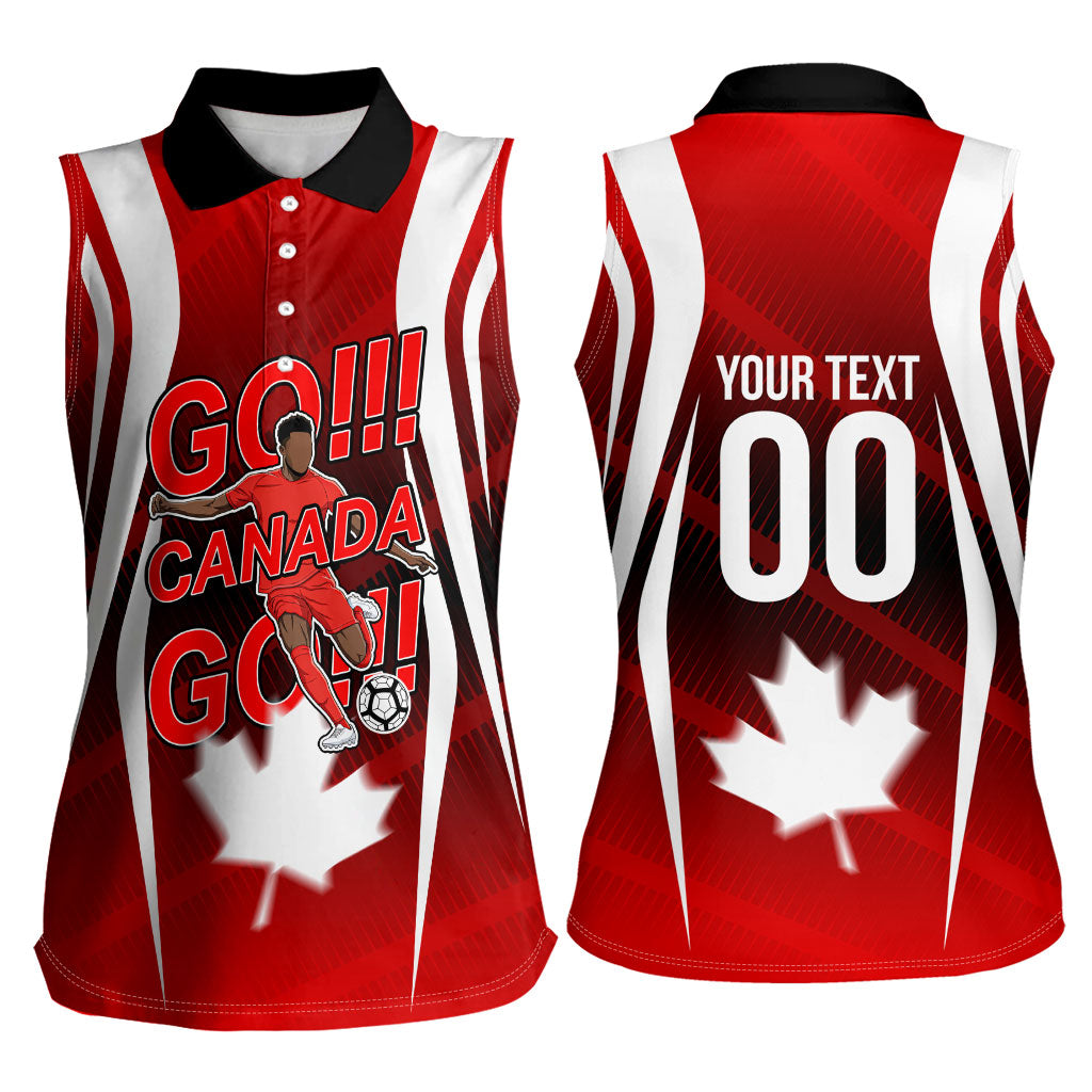 Custom Canada Soccer Player Women Sleeveless Polo Shirt Go Canada Maple Leaf