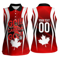 Custom Canada Soccer Player Women Sleeveless Polo Shirt Go Canada Maple Leaf