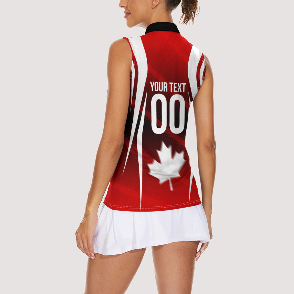 Custom Canada Soccer Player Women Sleeveless Polo Shirt Go Canada Maple Leaf