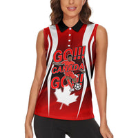 Custom Canada Soccer Player Women Sleeveless Polo Shirt Go Canada Maple Leaf