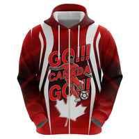 Custom Canada Soccer Player Zip Hoodie Go Canada Maple Leaf