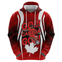 Custom Canada Soccer Player Zip Hoodie Go Canada Maple Leaf
