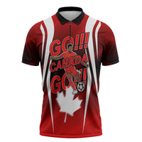 Custom Canada Soccer Player Zipper Polo Shirt Go Canada Maple Leaf
