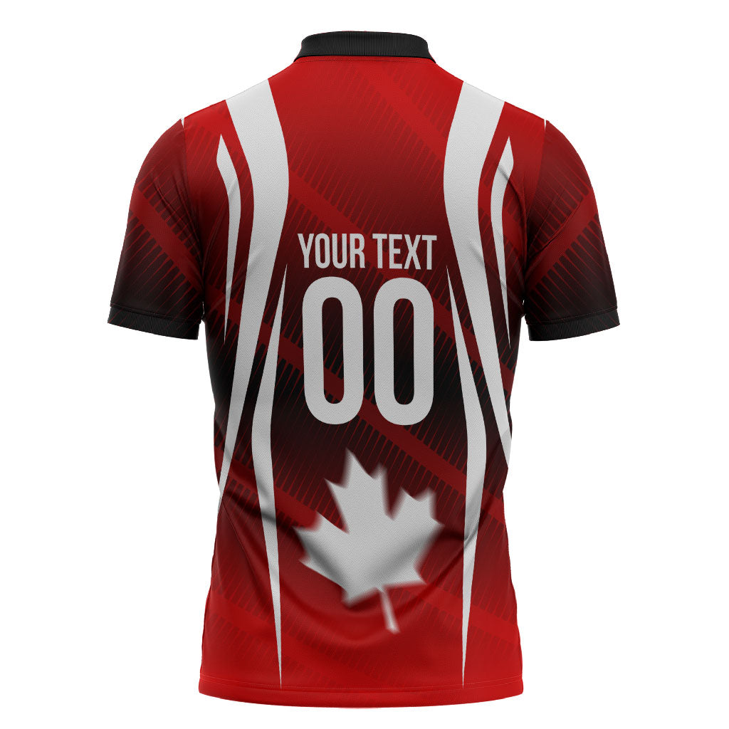Custom Canada Soccer Player Zipper Polo Shirt Go Canada Maple Leaf