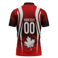 Custom Canada Soccer Player Zipper Polo Shirt Go Canada Maple Leaf