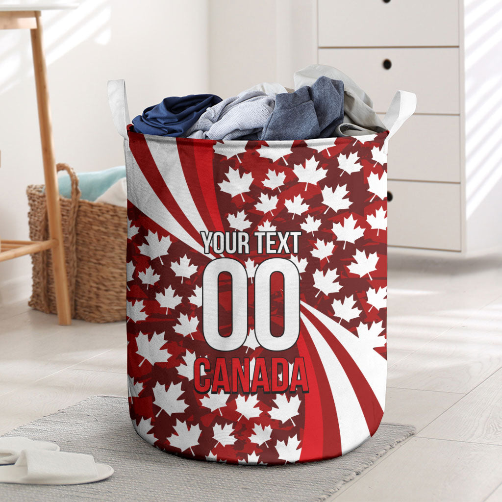 Personalized Canada Football Laundry Basket Maple Leaf Pattern - Moose Soccer Mascot