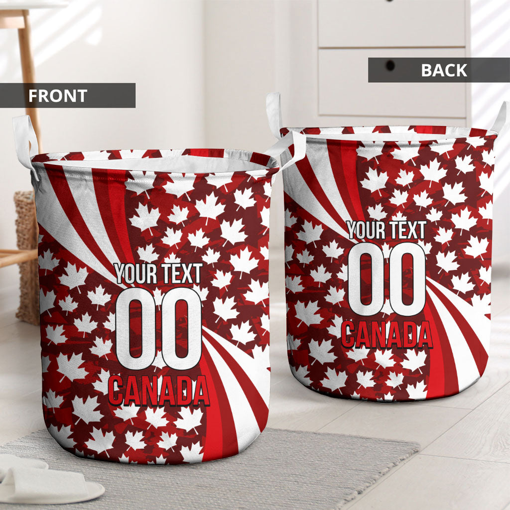Personalized Canada Football Laundry Basket Maple Leaf Pattern - Moose Soccer Mascot