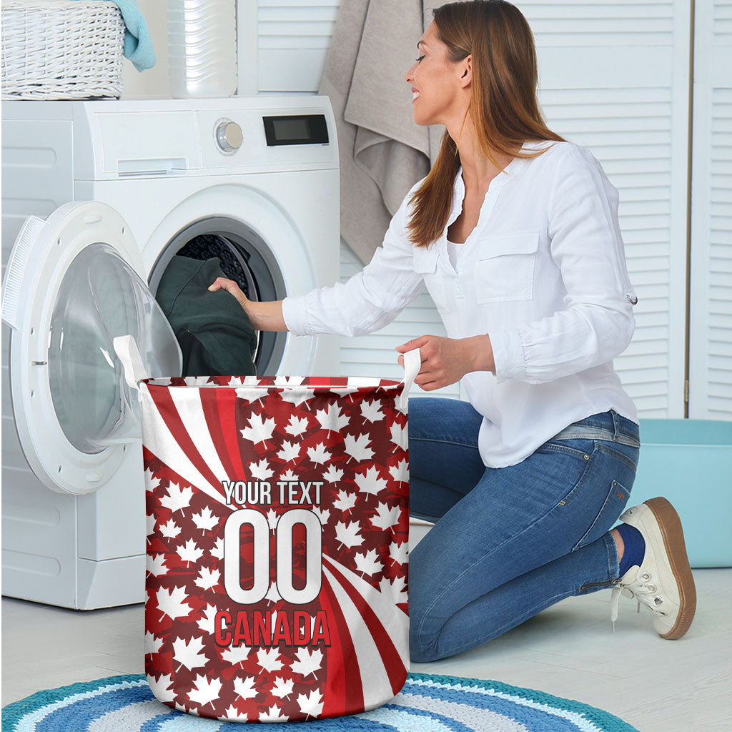 Personalized Canada Football Laundry Basket Maple Leaf Pattern - Moose Soccer Mascot