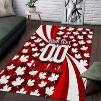 Personalized Canada Football Area Rug Maple Leaf Pattern - Moose Soccer Mascot