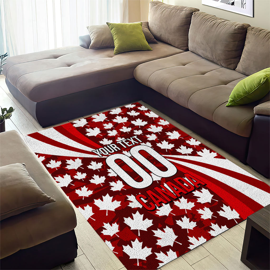 Personalized Canada Football Area Rug Maple Leaf Pattern - Moose Soccer Mascot