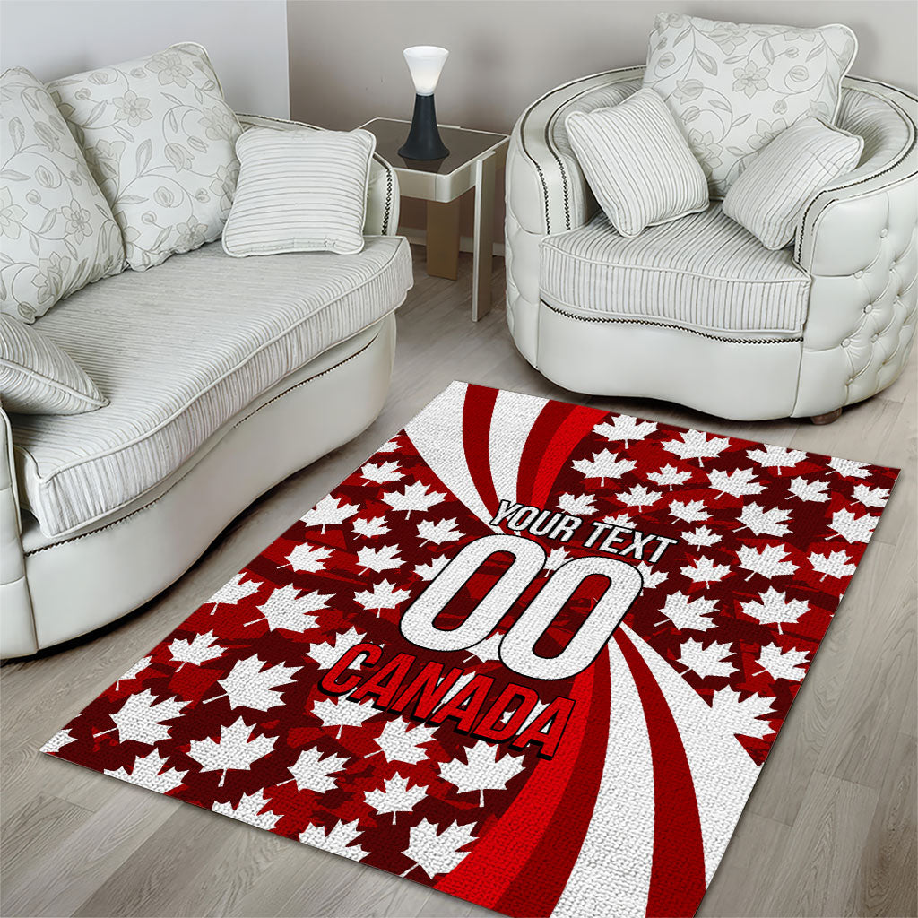 Personalized Canada Football Area Rug Maple Leaf Pattern - Moose Soccer Mascot