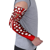 Personalized Canada Football Arm Sleeves Maple Leaf Pattern - Moose Soccer Mascot