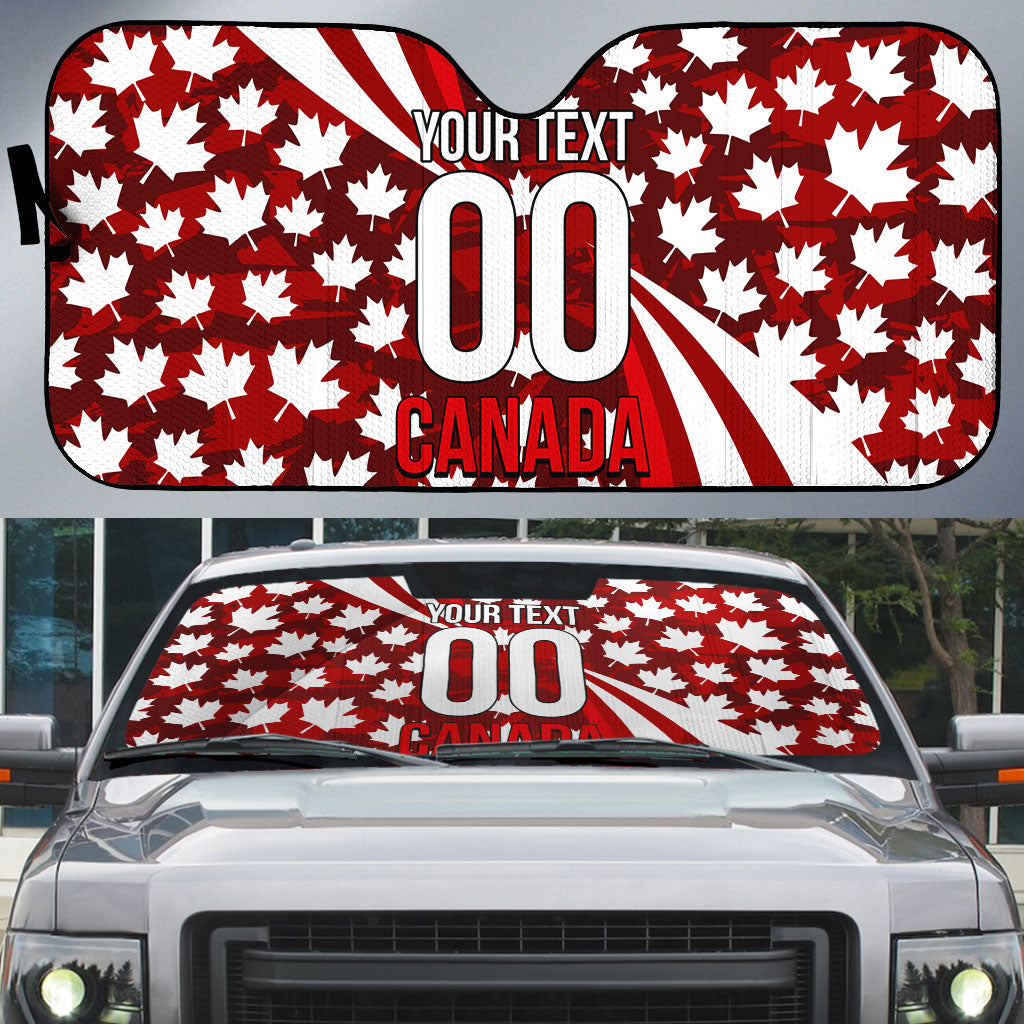 Personalized Canada Football Auto Sun Shade Maple Leaf Pattern - Moose Soccer Mascot