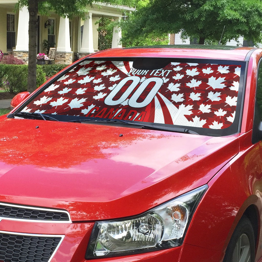 Personalized Canada Football Auto Sun Shade Maple Leaf Pattern - Moose Soccer Mascot