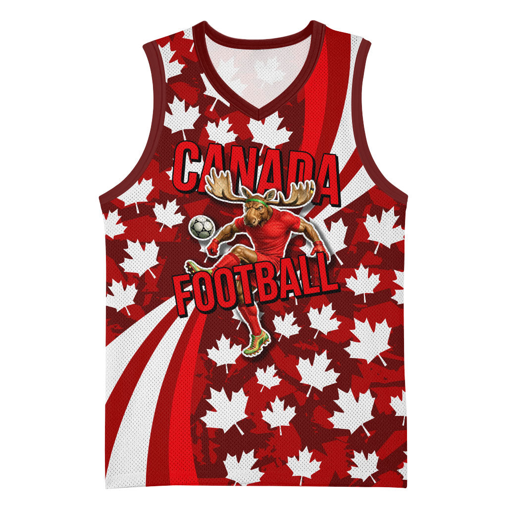 Personalized Canada Football Basketball Jersey Maple Leaf Pattern - Moose Soccer Mascot