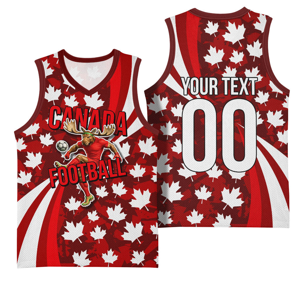Personalized Canada Football Basketball Jersey Maple Leaf Pattern - Moose Soccer Mascot
