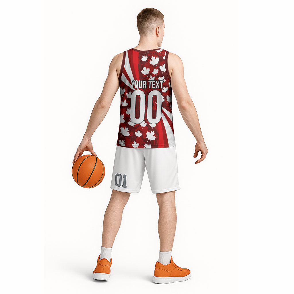 Personalized Canada Football Basketball Jersey Maple Leaf Pattern - Moose Soccer Mascot