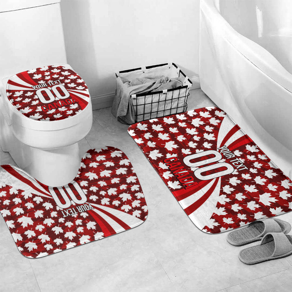 Personalized Canada Football Bathroom Set Maple Leaf Pattern - Moose Soccer Mascot