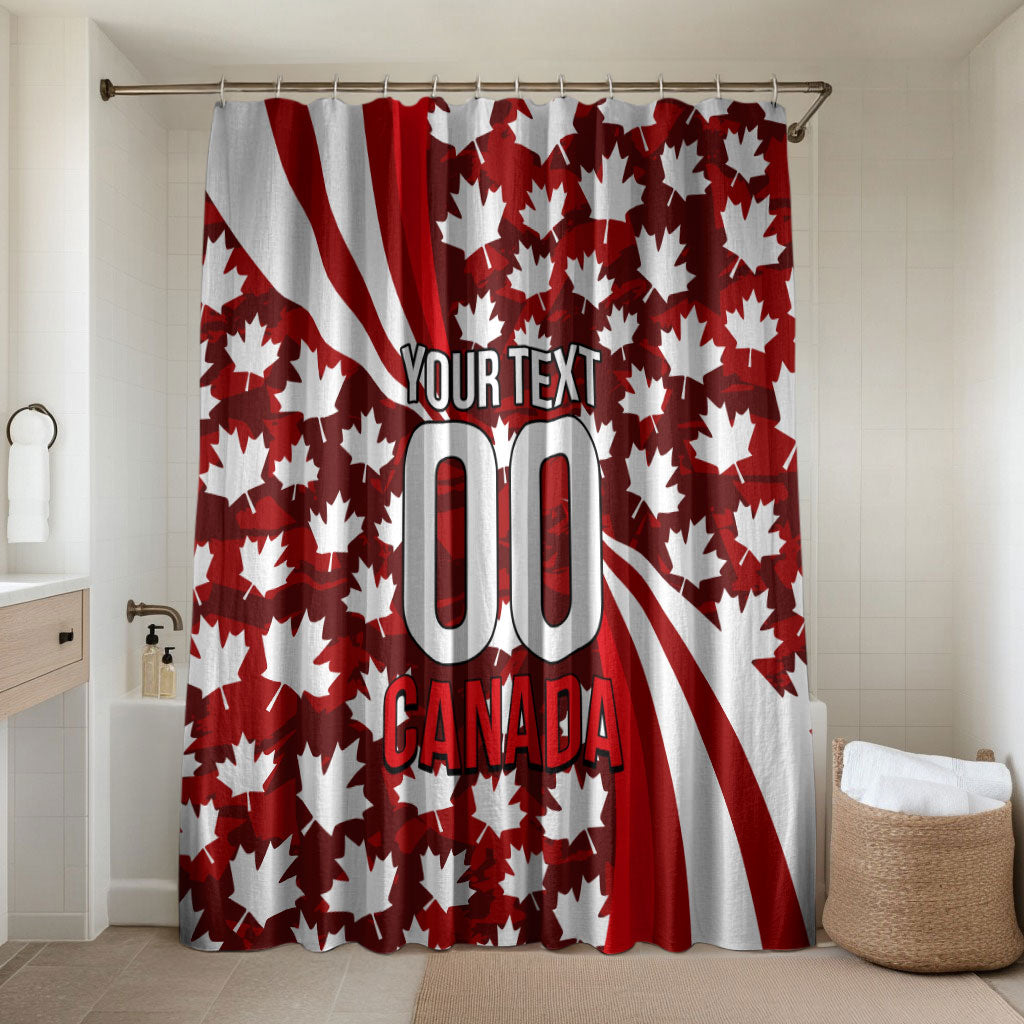 Personalized Canada Football Bathroom Set Maple Leaf Pattern - Moose Soccer Mascot