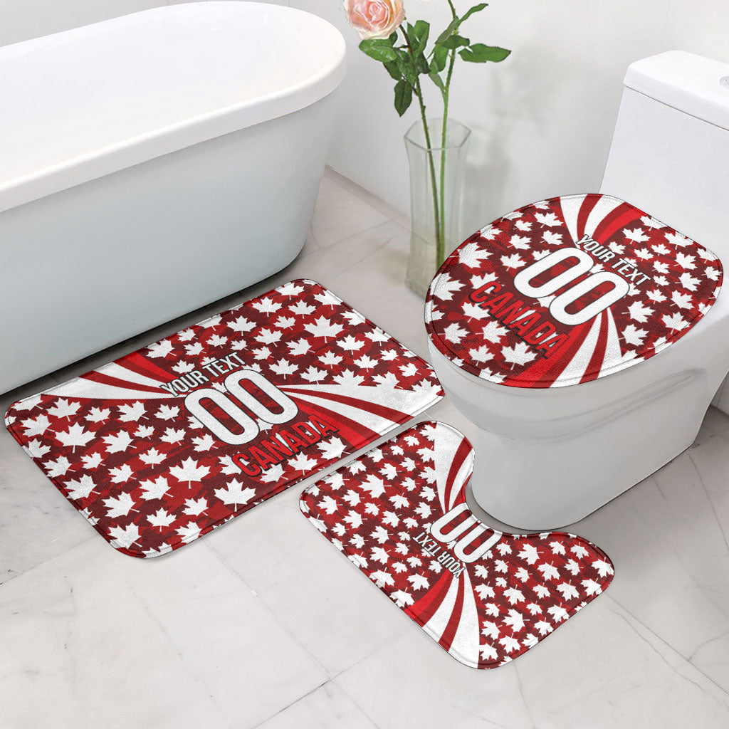 Personalized Canada Football Bathroom Set Maple Leaf Pattern - Moose Soccer Mascot