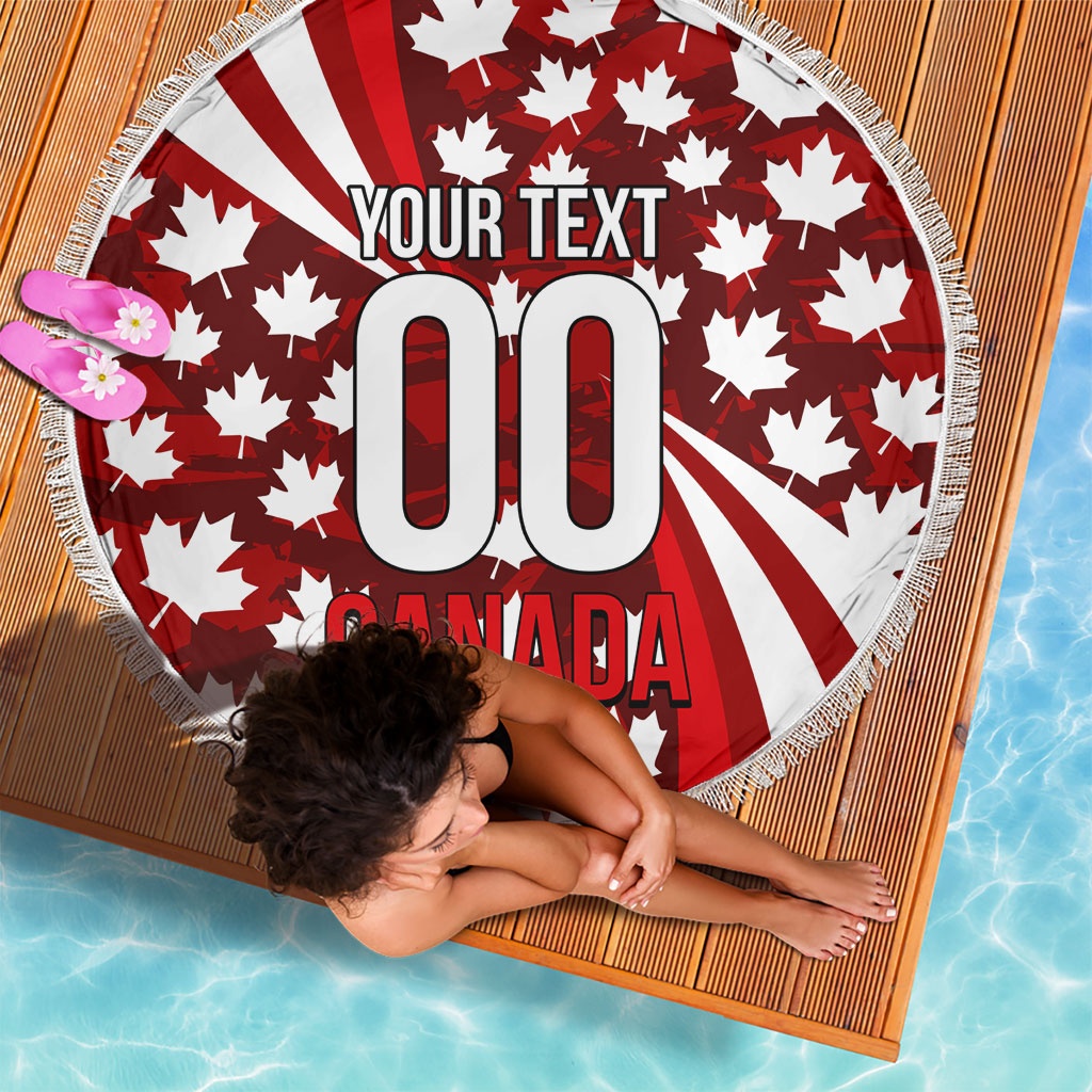 Personalized Canada Football Beach Blanket Maple Leaf Pattern - Moose Soccer Mascot