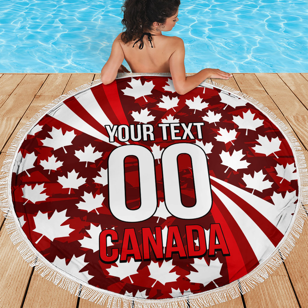 Personalized Canada Football Beach Blanket Maple Leaf Pattern - Moose Soccer Mascot