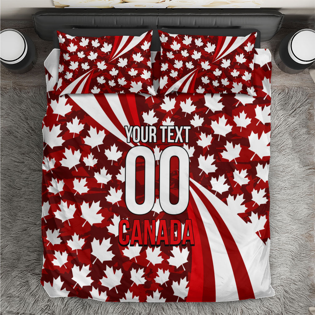 Personalized Canada Football Bedding Set Maple Leaf Pattern - Moose Soccer Mascot