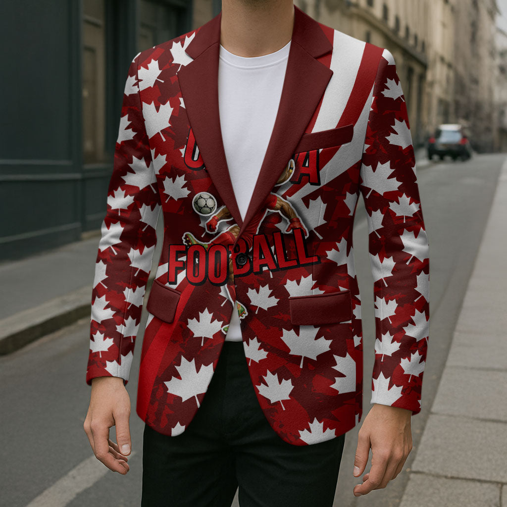 Personalized Canada Football Blazer Maple Leaf Pattern - Moose Soccer Mascot