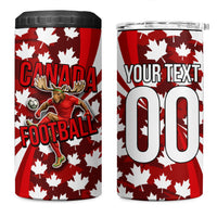 Personalized Canada Football 4 in 1 Can Cooler Tumbler Maple Leaf Pattern - Moose Soccer Mascot