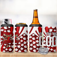 Personalized Canada Football 4 in 1 Can Cooler Tumbler Maple Leaf Pattern - Moose Soccer Mascot