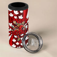 Personalized Canada Football 4 in 1 Can Cooler Tumbler Maple Leaf Pattern - Moose Soccer Mascot