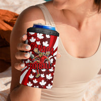 Personalized Canada Football 4 in 1 Can Cooler Tumbler Maple Leaf Pattern - Moose Soccer Mascot
