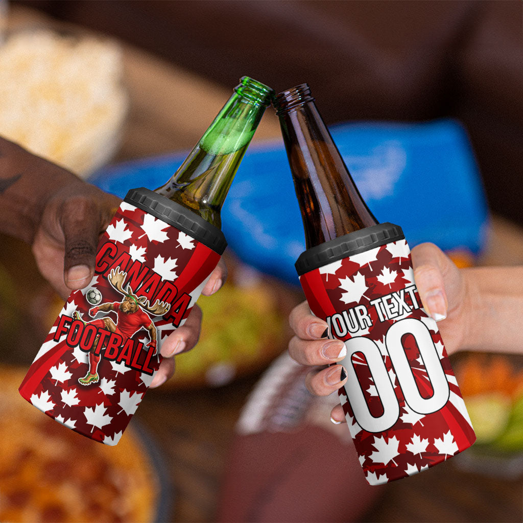 Personalized Canada Football 4 in 1 Can Cooler Tumbler Maple Leaf Pattern - Moose Soccer Mascot