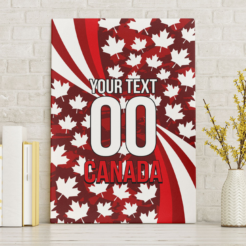 Personalized Canada Football Canvas Wall Art Maple Leaf Pattern - Moose Soccer Mascot