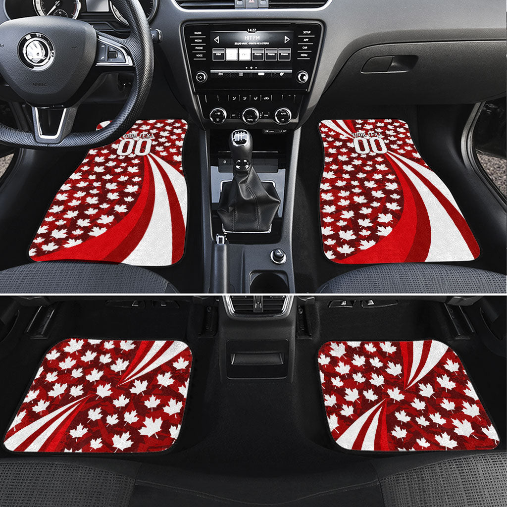 Personalized Canada Football Car Mats Maple Leaf Pattern - Moose Soccer Mascot