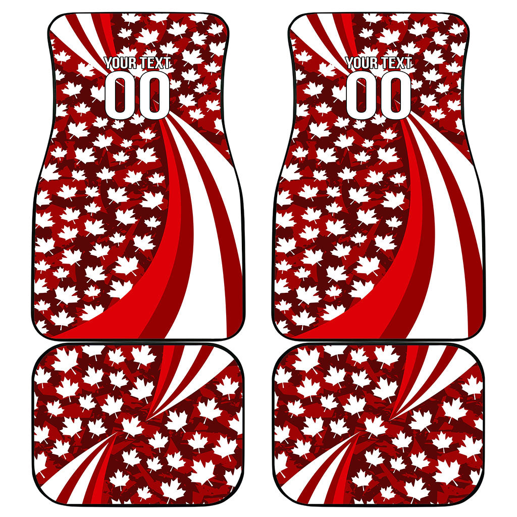 Personalized Canada Football Car Mats Maple Leaf Pattern - Moose Soccer Mascot