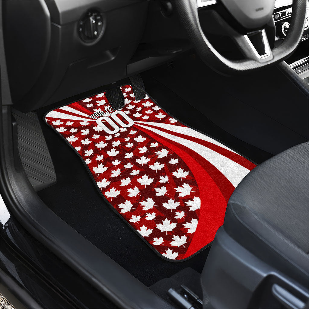 Personalized Canada Football Car Mats Maple Leaf Pattern - Moose Soccer Mascot