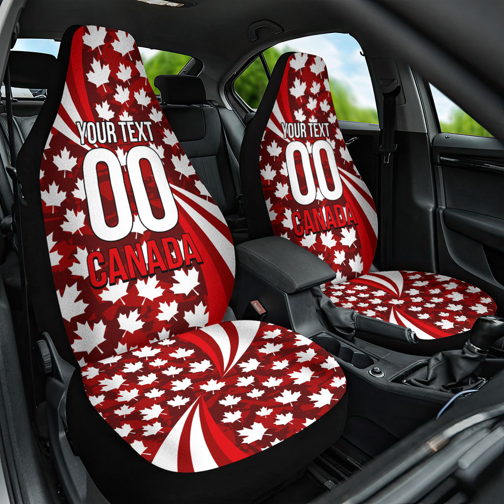 Personalized Canada Football Car Seat Cover Maple Leaf Pattern - Moose Soccer Mascot
