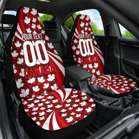 Personalized Canada Football Car Seat Cover Maple Leaf Pattern - Moose Soccer Mascot