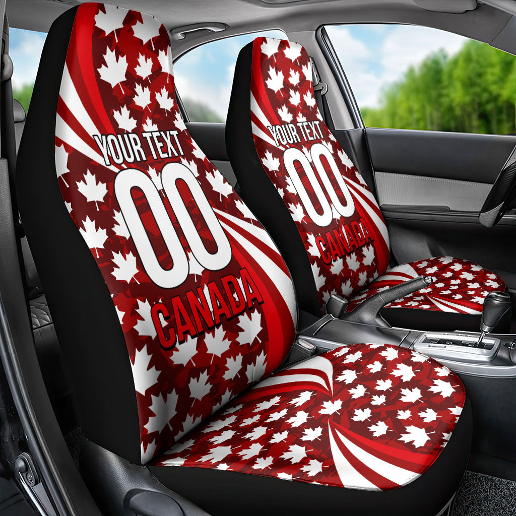 Personalized Canada Football Car Seat Cover Maple Leaf Pattern - Moose Soccer Mascot