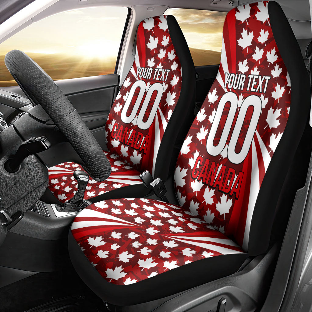 Personalized Canada Football Car Seat Cover Maple Leaf Pattern - Moose Soccer Mascot