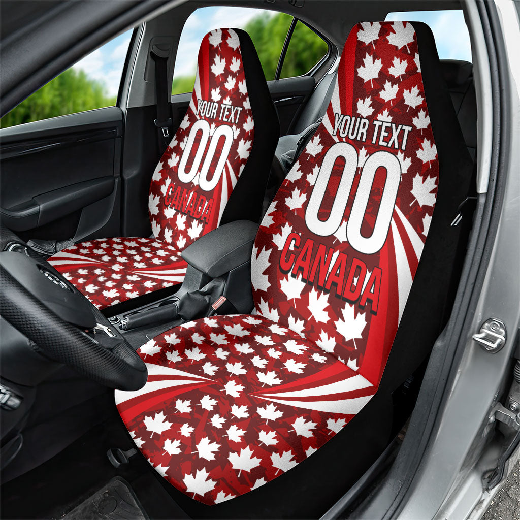 Personalized Canada Football Car Seat Cover Maple Leaf Pattern - Moose Soccer Mascot