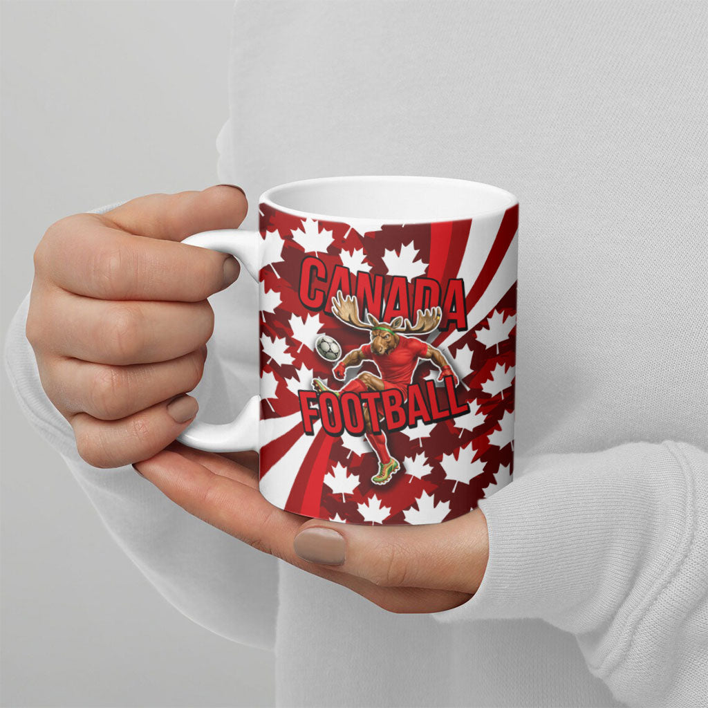 Personalized Canada Football Ceramic Mug Maple Leaf Pattern - Moose Soccer Mascot