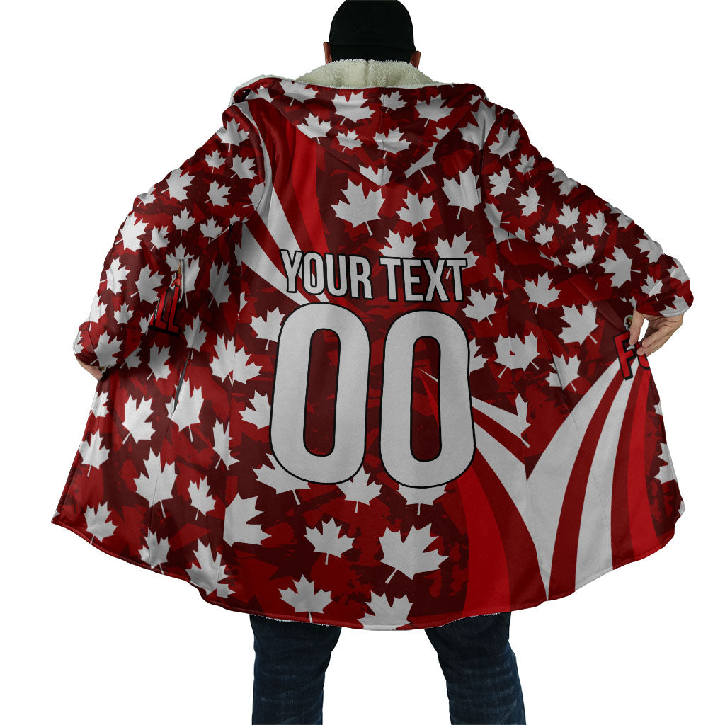 Personalized Canada Football Cloak Maple Leaf Pattern - Moose Soccer Mascot